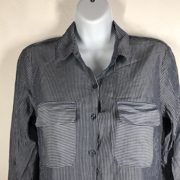 Express blue and white stripe button down blouse size xs - Picture 2 of 10
